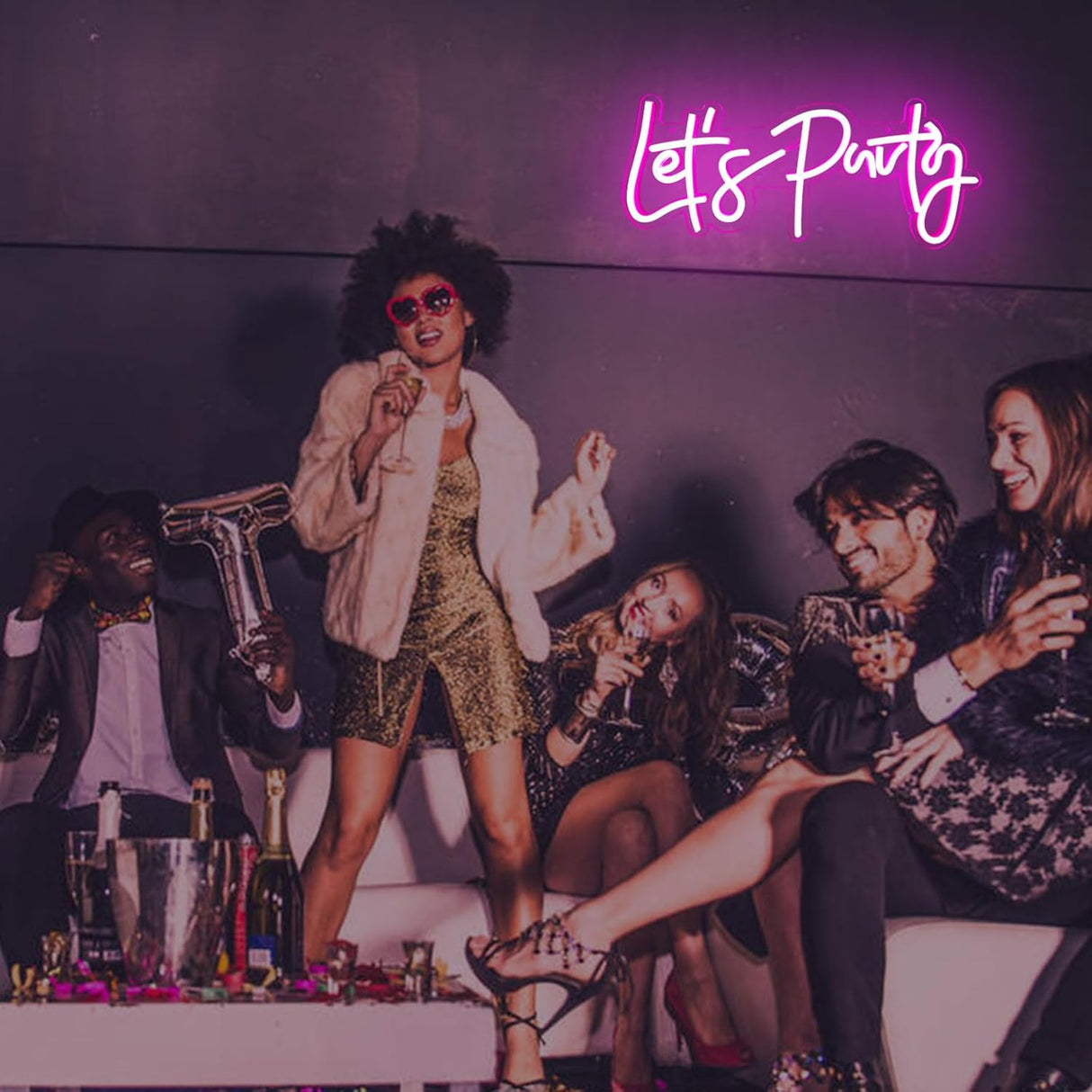 Let's Party Neon Sign, LED Neon Lights for Bedroom Wall Decor, Art Decorative Lights