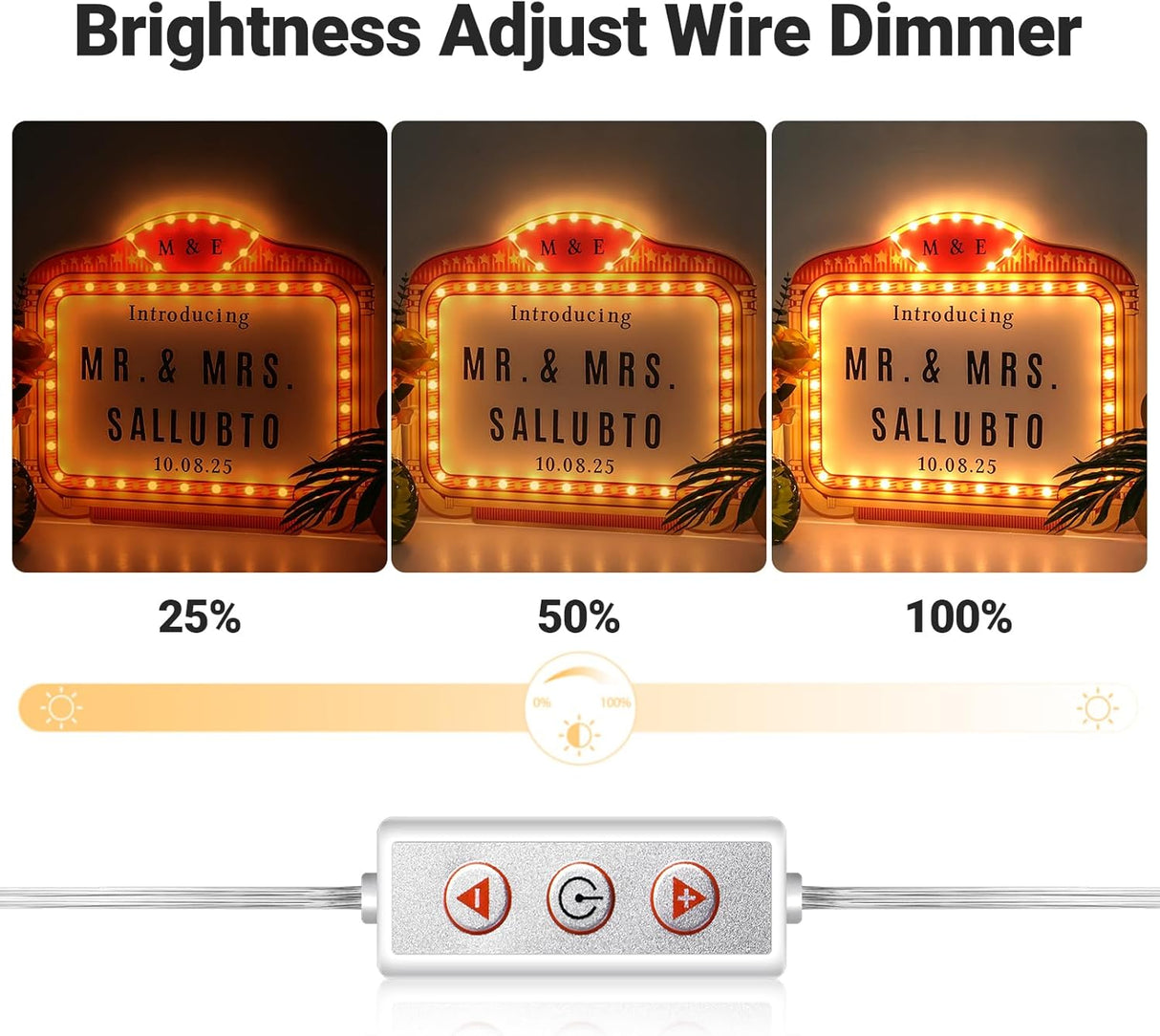 Personalized Wedding Entrance Props Led Marquee Sign for Reception, 22IN Custom