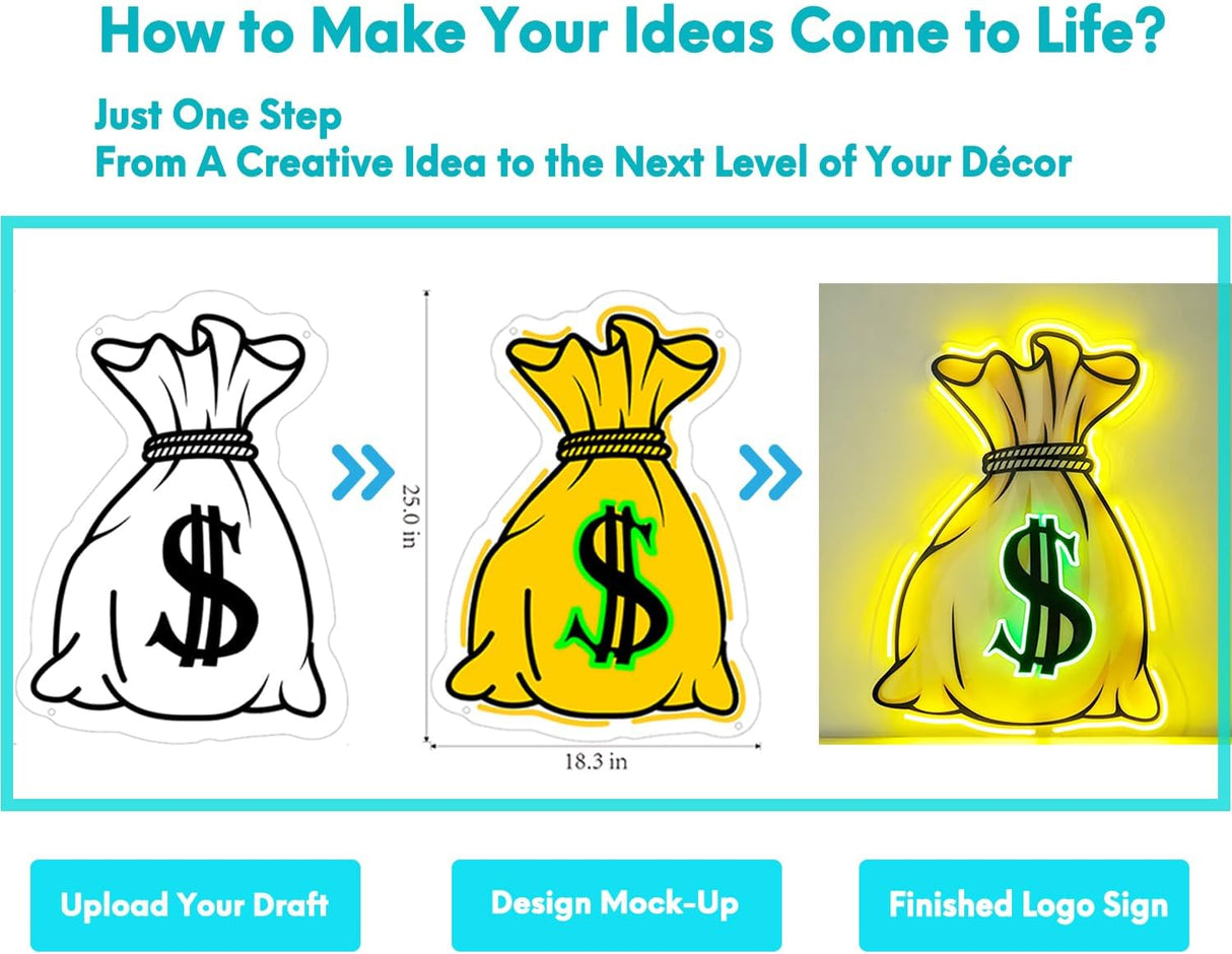 Personalized LED Neon Light with Logo or Name, UV Printed Neon Signs