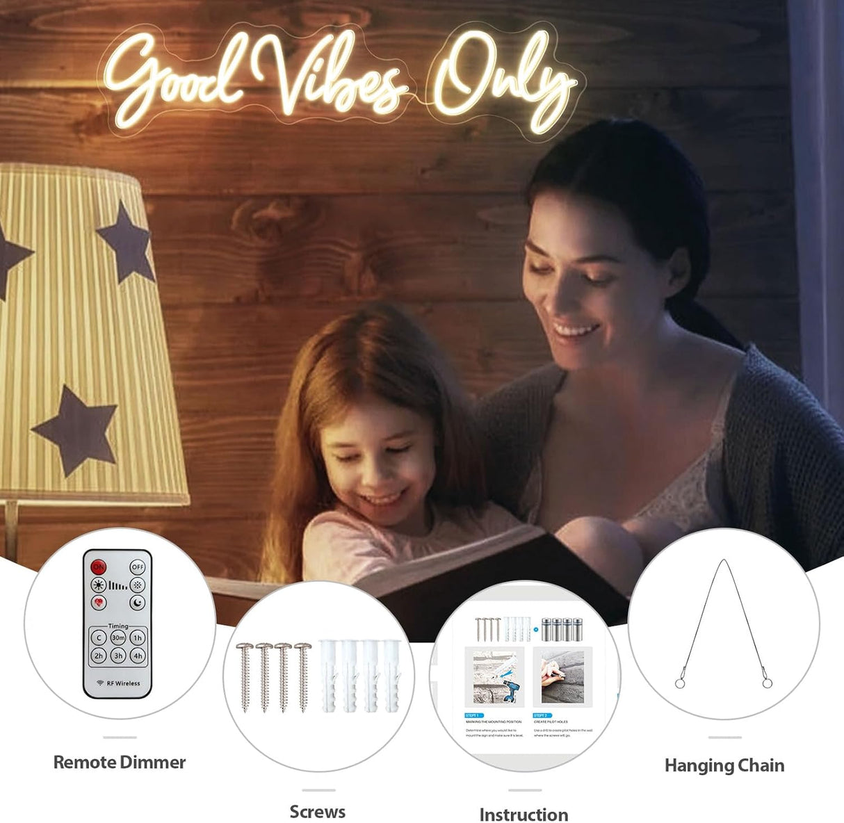 Good Vibes Only Neon Sign, Warm White Handmade DIY Placement Good vibes Led