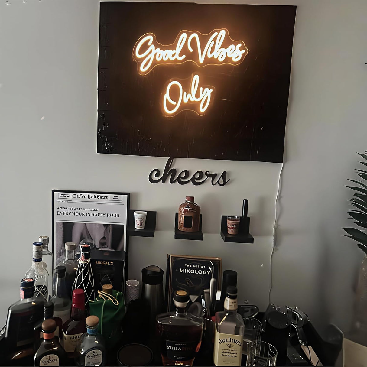 Good Vibes Only Neon Sign, Warm White Handmade DIY Placement Good vibes Led