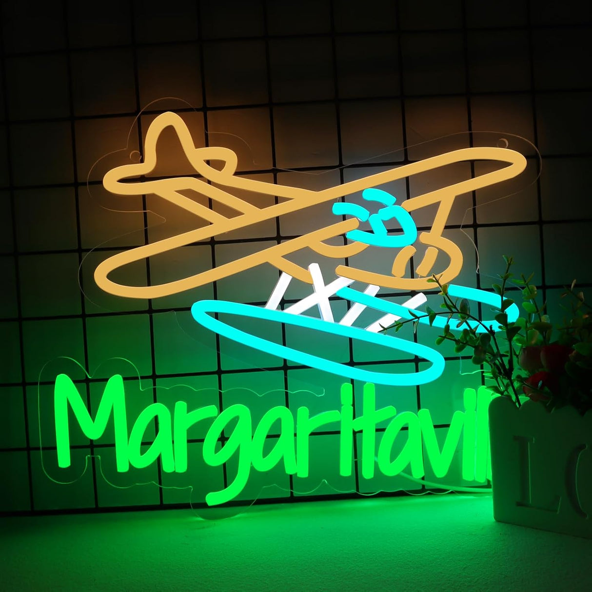 Beer Neon Signs for Wall Decor Mar.garitaville Airplane Neon Lights