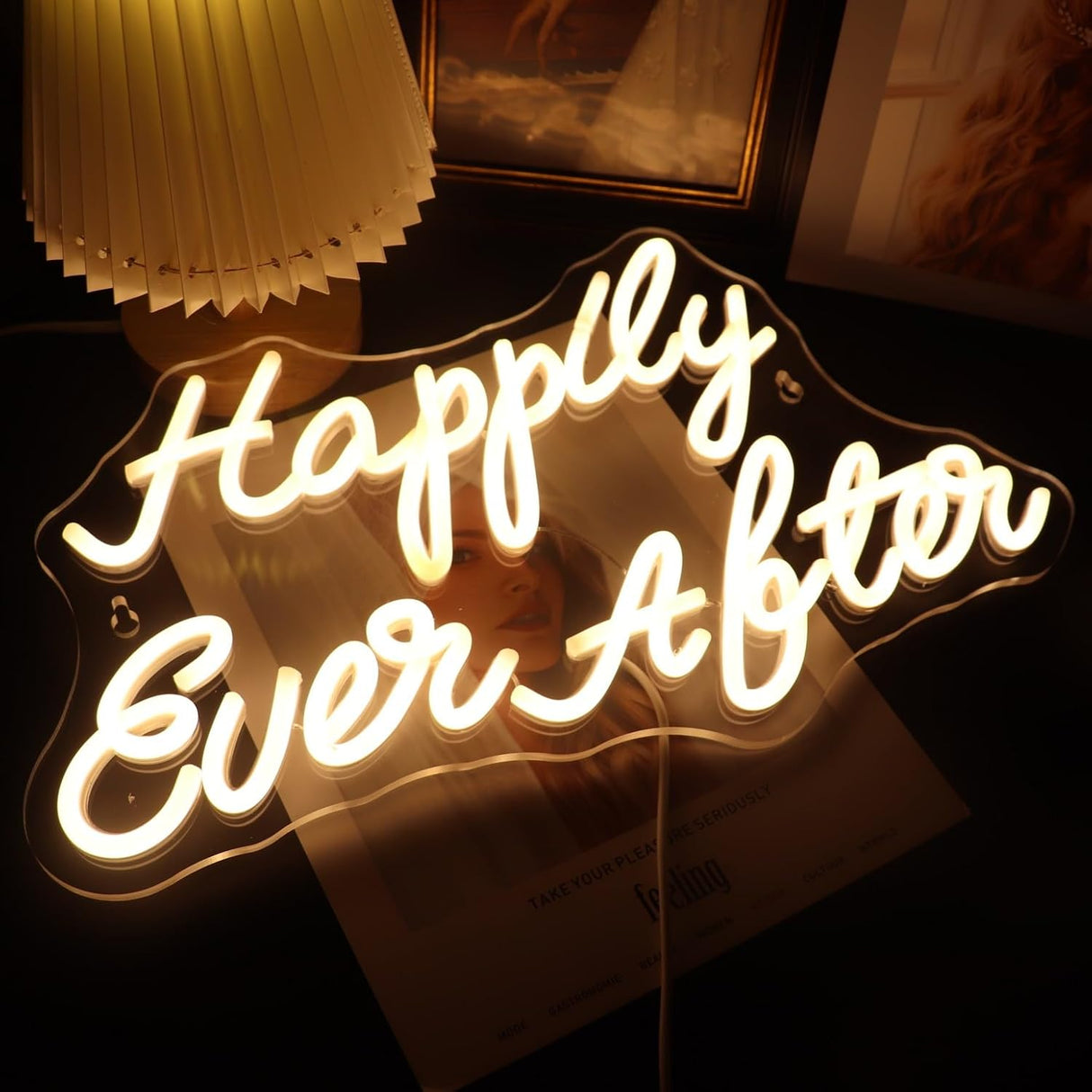 Led Happily Ever After Neon Sign USB Powered with Dimmer Switch Neon Decor Lights