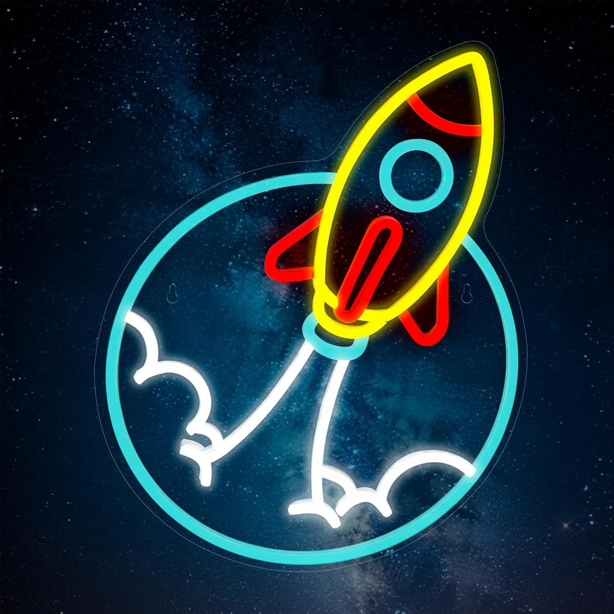 Rocket Neon Sign for Wall Decor LED Dimmable Space Neon Light for Boys Room, Game Room,