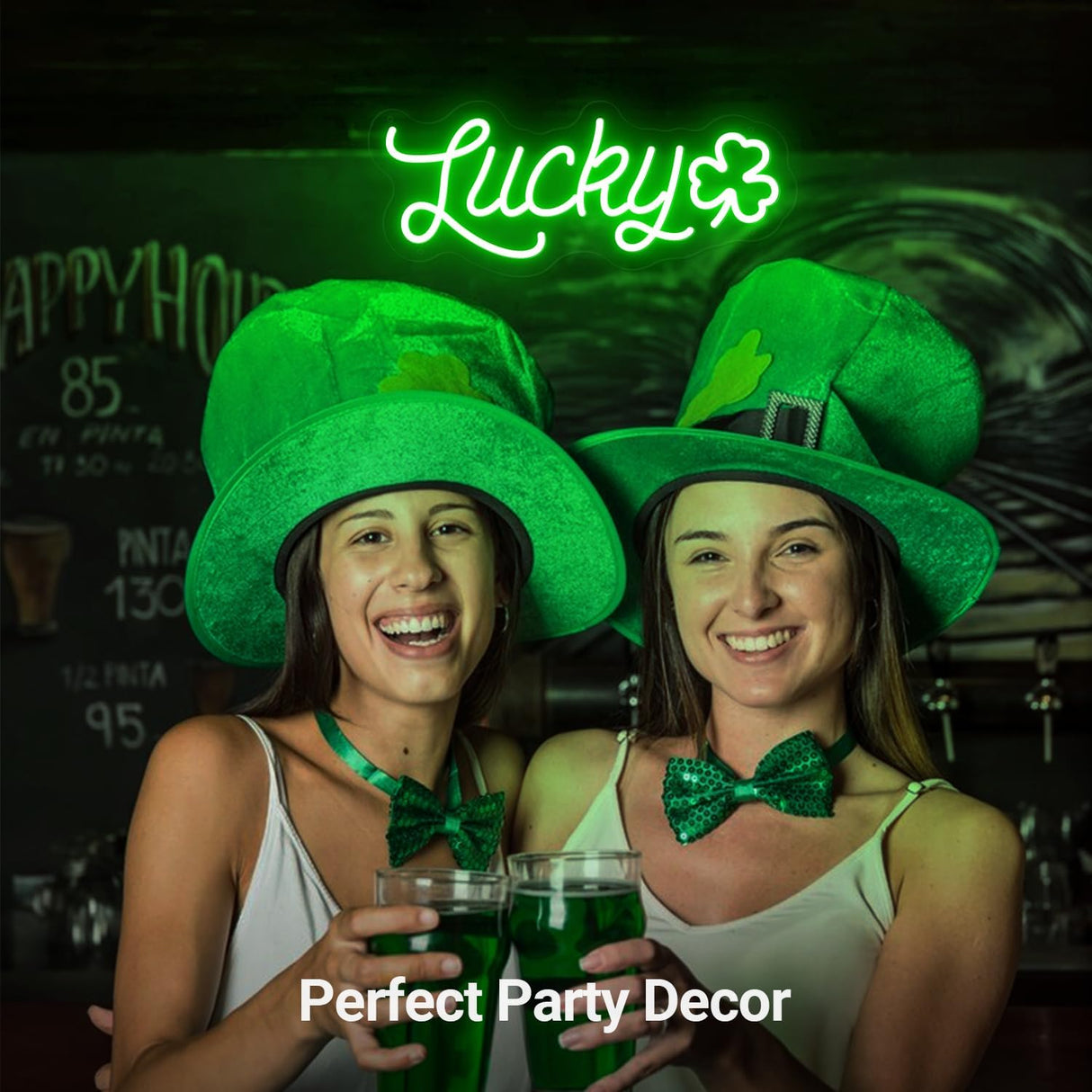Lucky Shamrock Neon Sign Party Wall Decor LED Sign for St. Patrick's Day Gift, USB Powered