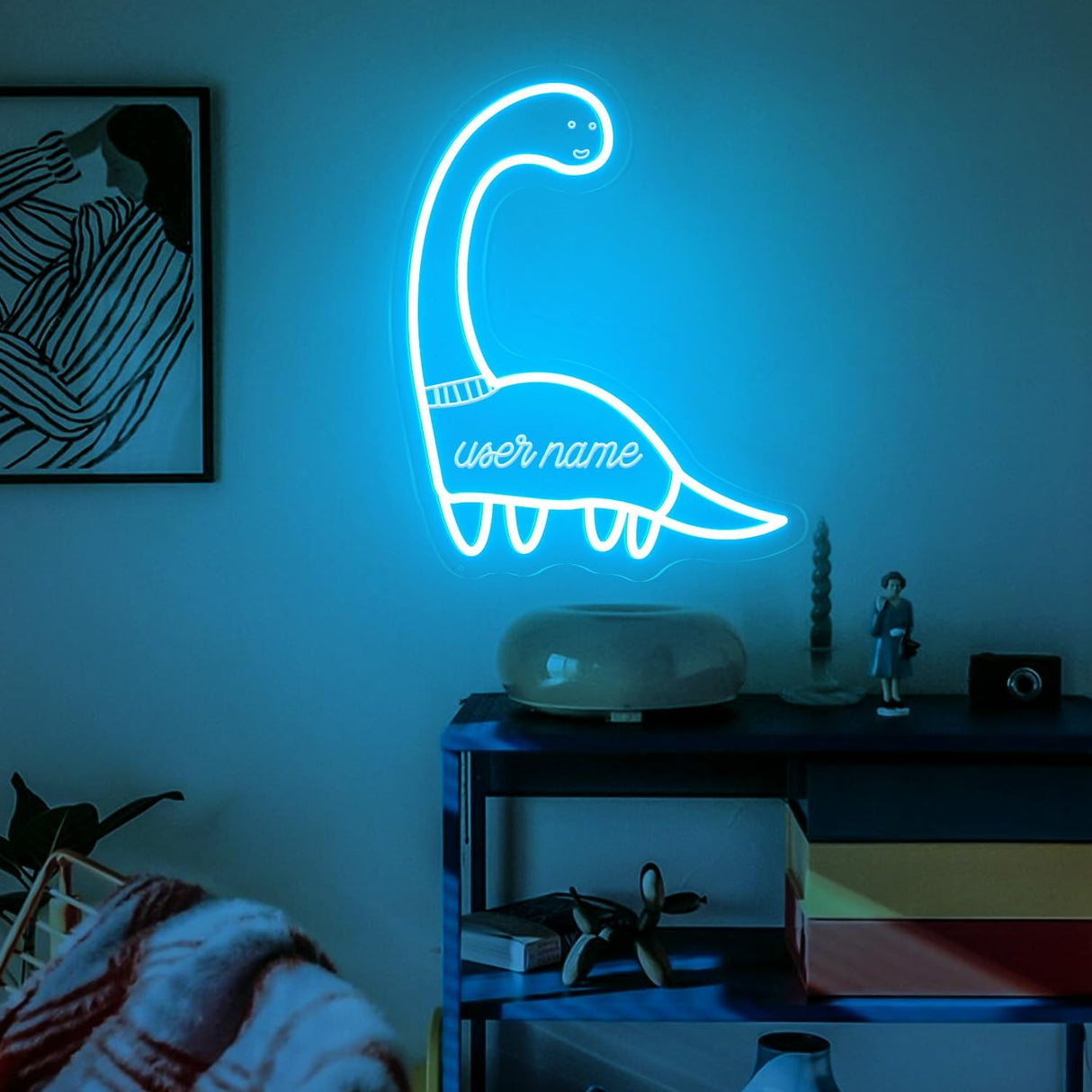 Custom Name Kids Night Light, Dinosaur Room Decor, USB-Powered Nursery Lamp,