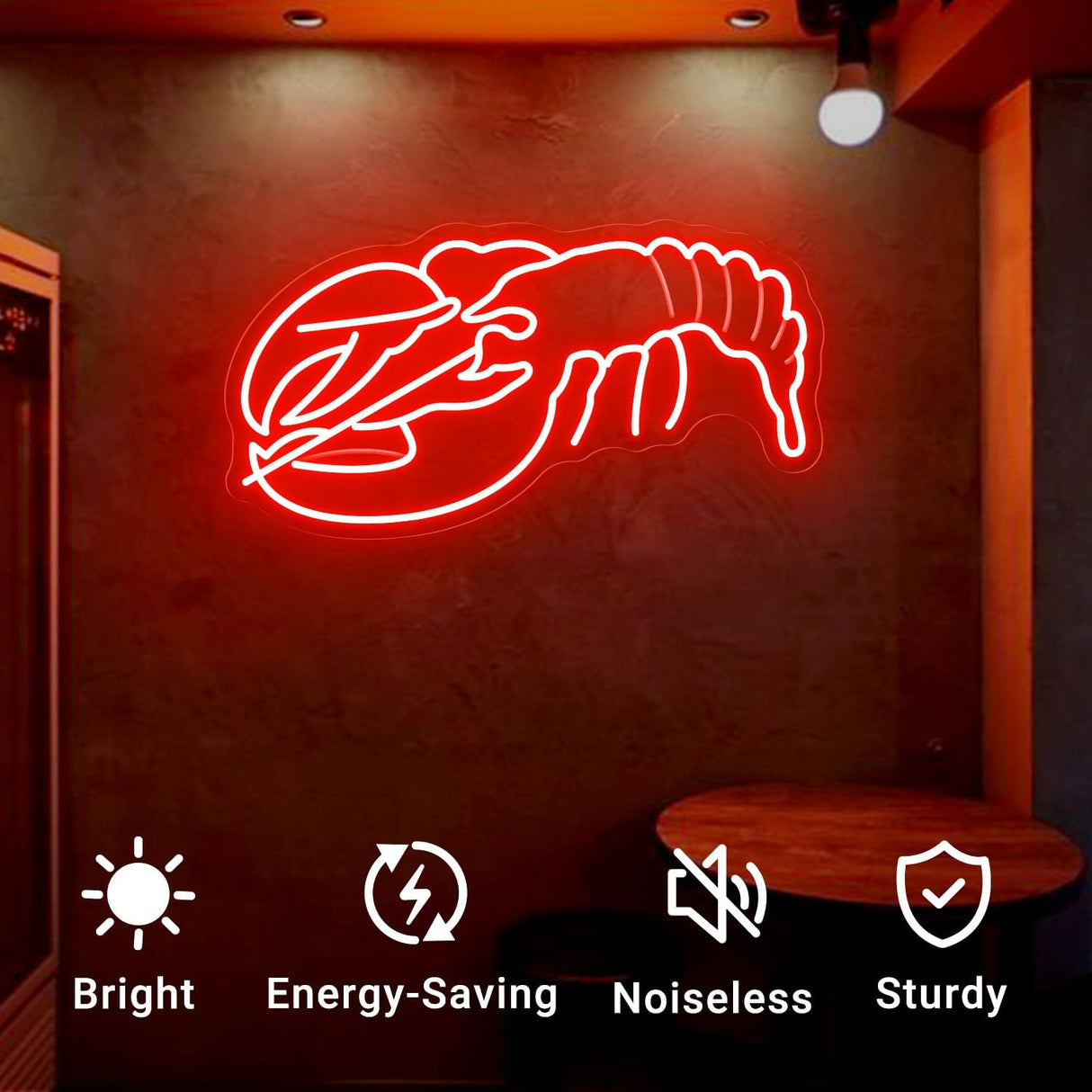 Lobster Neon Sign - Handcrafted LED Wall Art Neon Light for Restaurants,