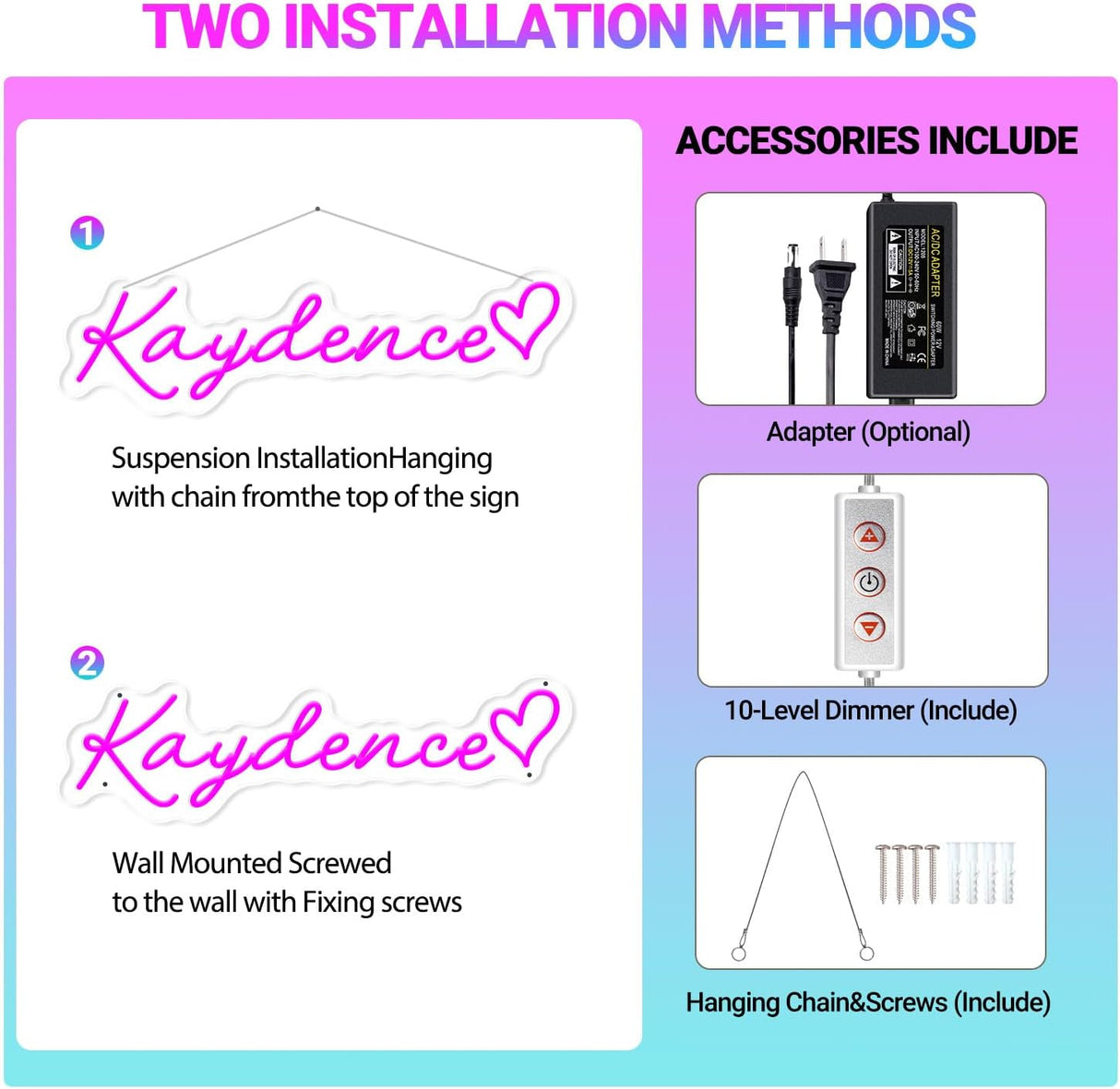 Large Custom Led Neon Name Sign for Room Decor, Personalized Large Led Name Light Sign - Neon Sign Customizable