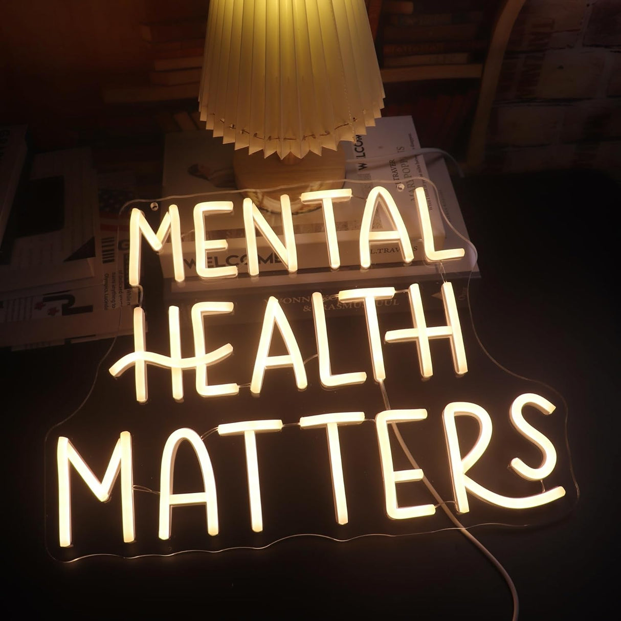 Mental Health Matters Neon Sign, USB Dimmer Light, Positive Quotes