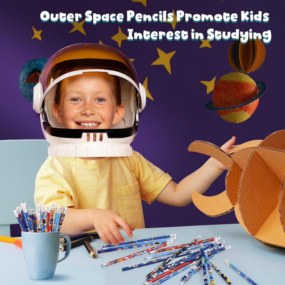 24 Pcs Space Pencils for Kids,Novelty Fun Lead Pencils with Eraser Rocket and Space Party Favors for Birthday Party,