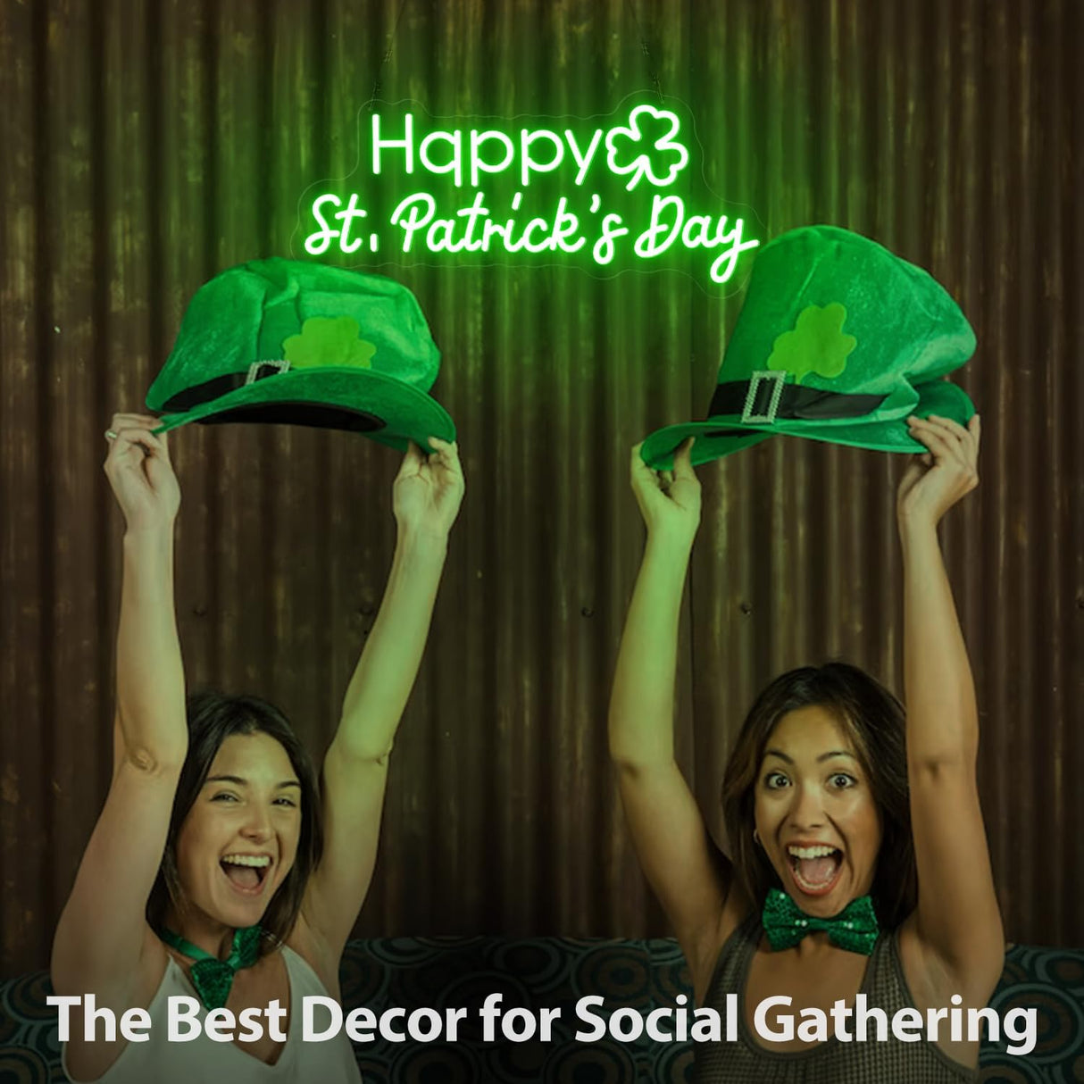 Happy St. Patrick's Day Shamrock Neon Sign Party Wall Decor LED Sign for St