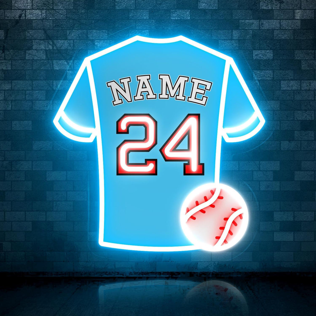 Neon Signs for Wall Decor, Customizable Number Name Softball Neon Sign