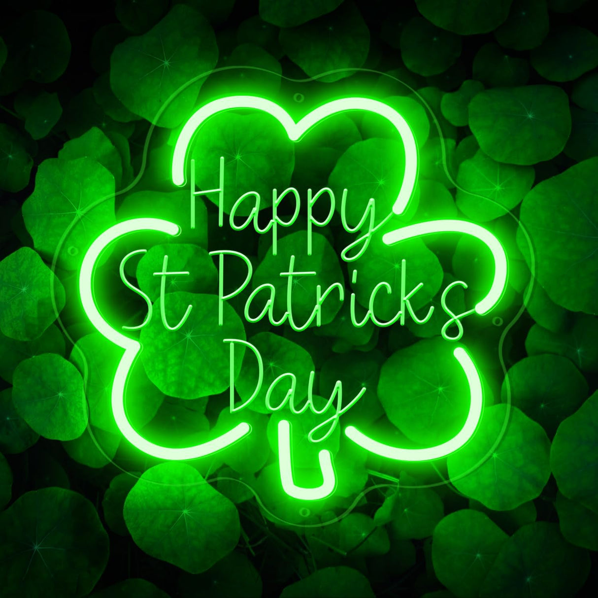 Happy St. Patrick's Day Shamrock Shape Neon Sign Party Decor LED Sign for St. Patrick's Day Decor