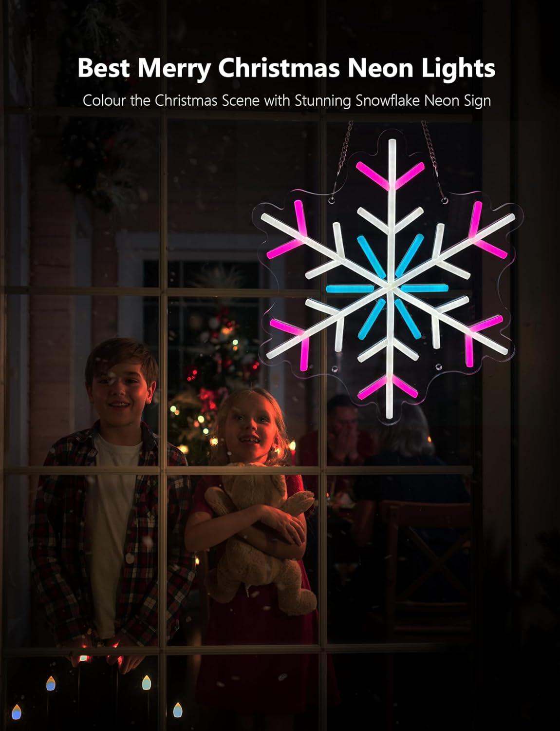 COLOURTHE Snowflake Neon Sign,13.5 Inch Giant Snowflake Lights,