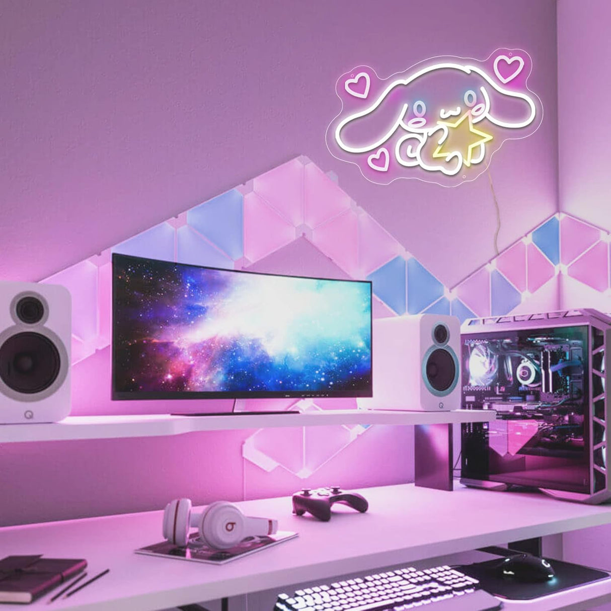 Cinnamoroll Neon Sign Anime Light, 3D Wall Art Cute LED Neon for Bedroom Game Room Apartment