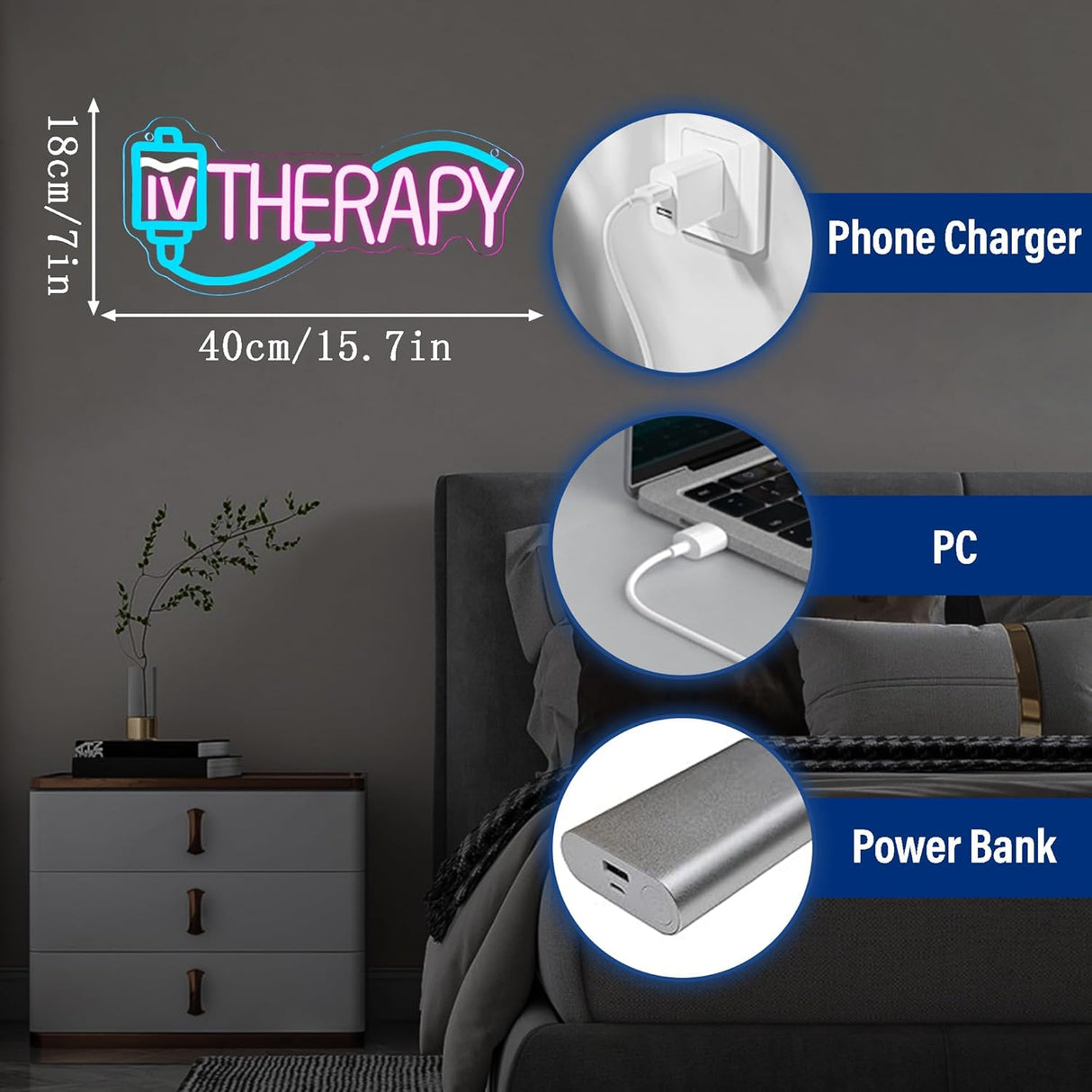 IV Therapy Neon Signs for Wall Decor,Dimmable Nurse Medical Spa Salon Neon Sign,