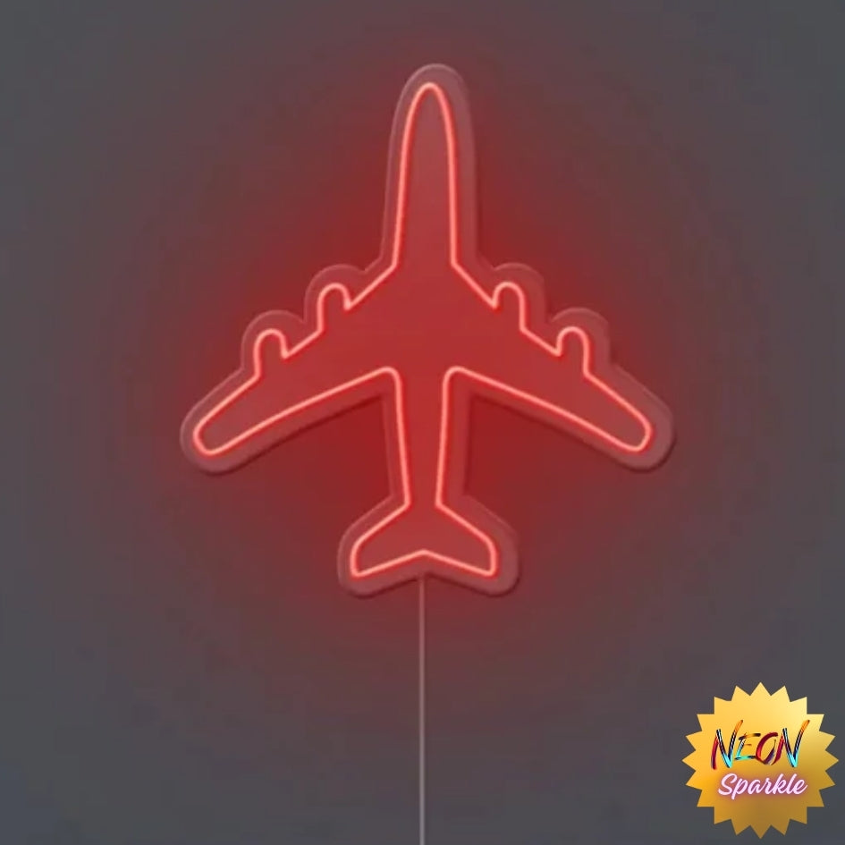 Airplane Neon Sign - Travel-Inspired LED Decor by Neon Sparkle