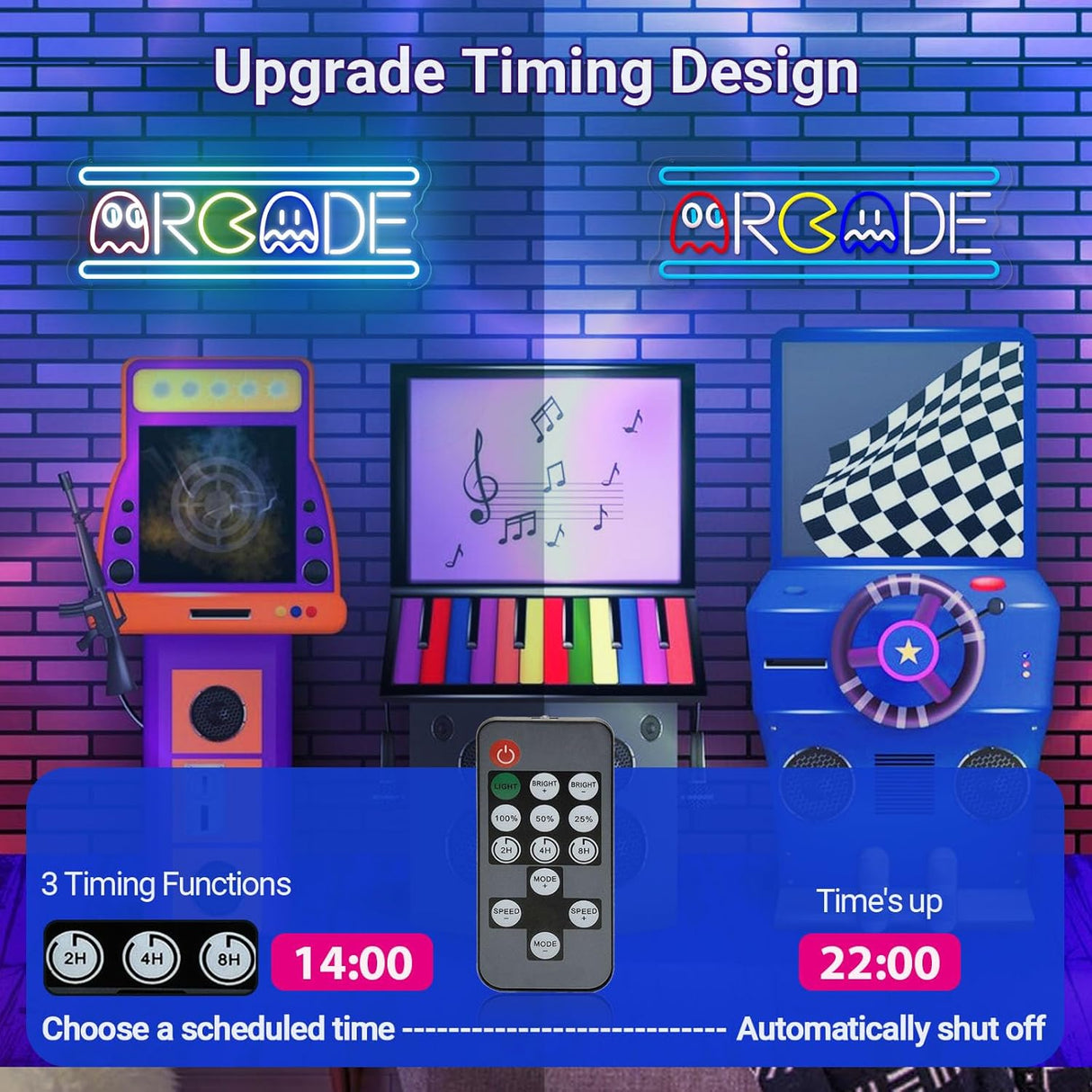 Ugrade Retro Game Ghost Arcade LED Neon Light Sign, Handmade Aesthetic Arcade Night Lamp for Game Room