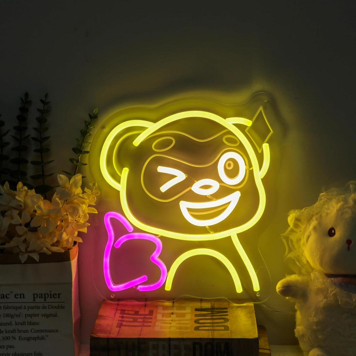 Thumbs Up LED Wall Light, 12x11 Inch USB-Powered Gaming Room Decor, Safe Silicone
