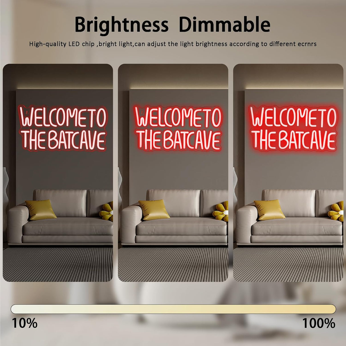 Halloween Bat Neon Signs Welcome to the Batcave Neon Signs for Wall Decor, Dimmable