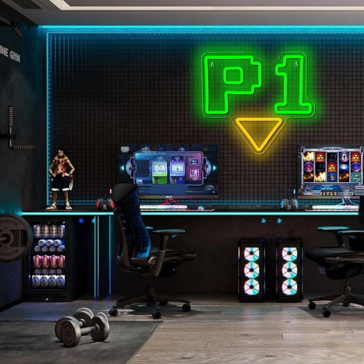 P1 Game Neon Signs for Wall Decor,Dimmable Gaming Neon Light for Gamer Room,