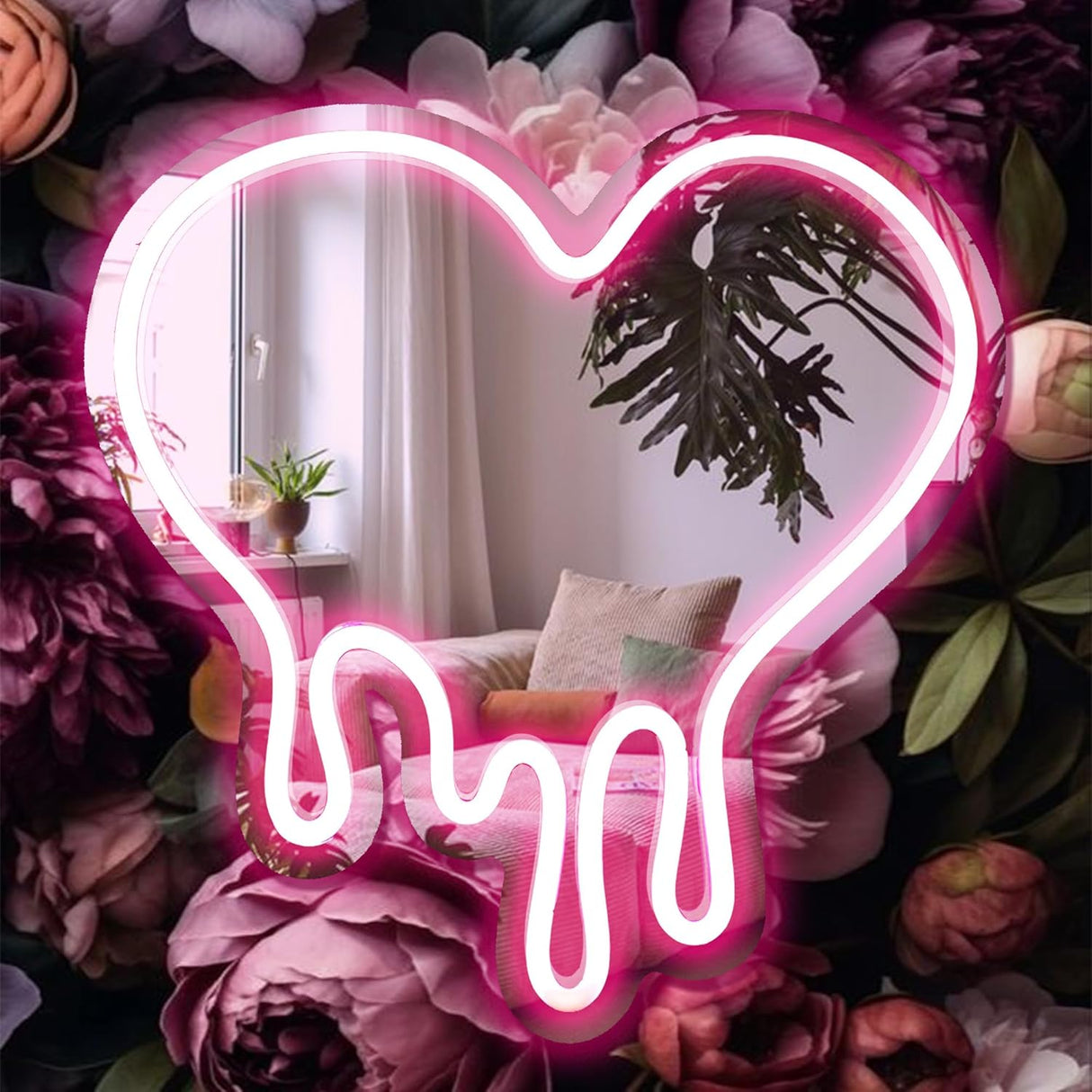 Heart Neon Sign - Heart-Melting Wall Decor, USB Powered LED Light in Pink