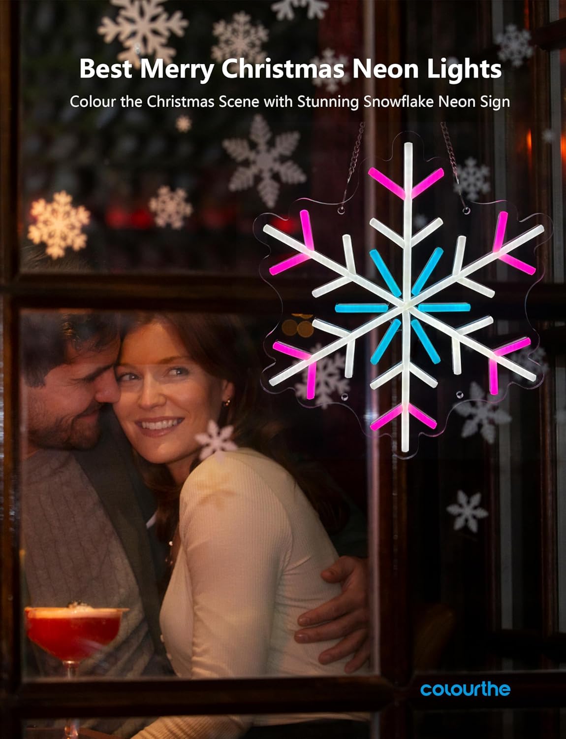 COLOURTHE Snowflake Neon Sign,13.5 Inch Giant Snowflake Lights,