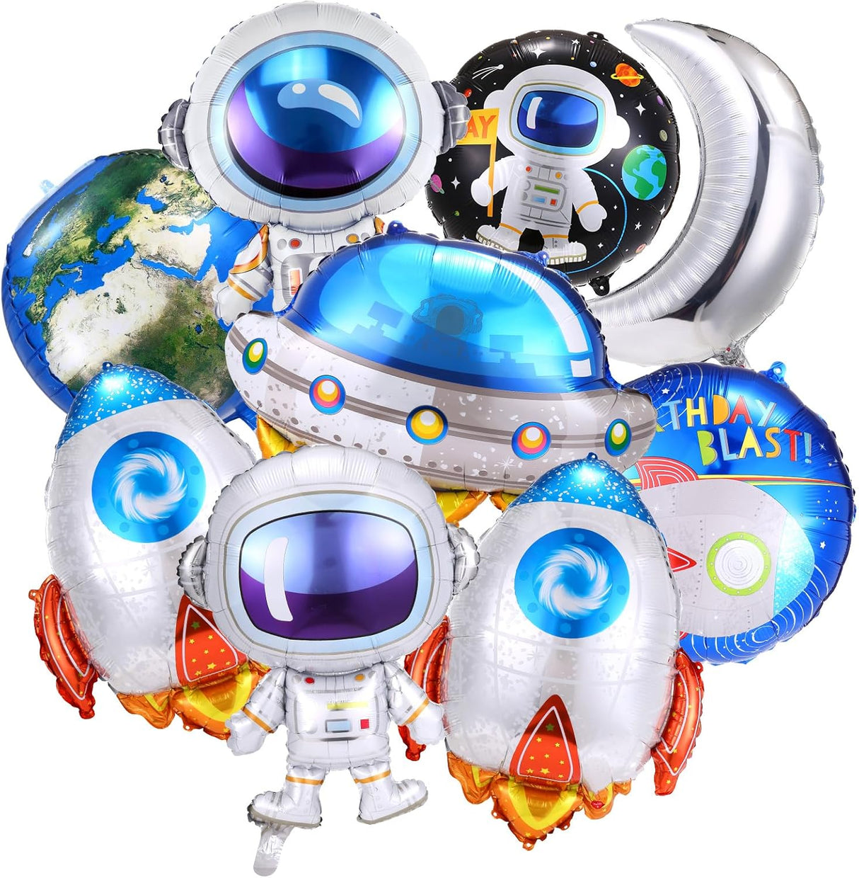 9pcs Space Balloons - Astronaut Rocket Balloons, Planets Themed Party Decorations for Birthday Parties