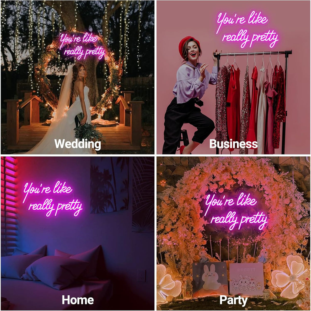 You're Like Really Pretty Neon Sign, Pink Handmade You're Like Really Pretty Led Neon