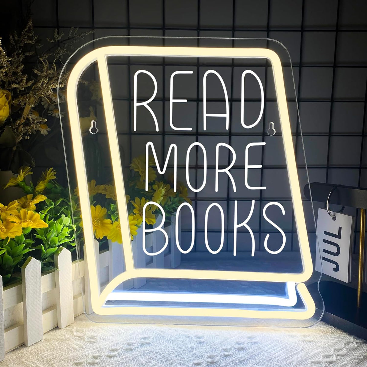 Read More Books Neon Signs for Wall Decor, Dimmable Book Classroom