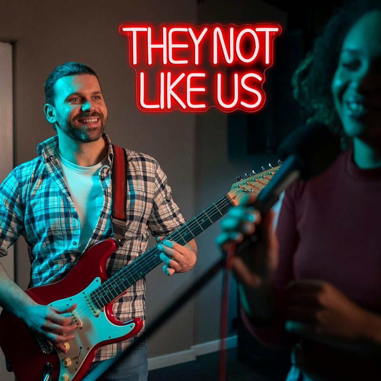 They Not Like US Neon Sign, Dimmable LED Music Neon Signs for Wall Decor,