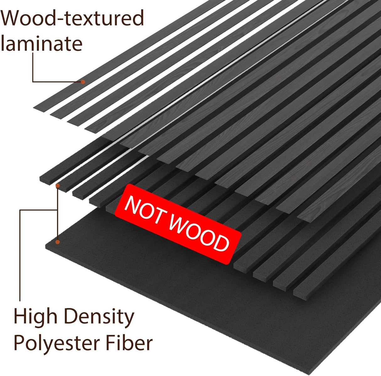 Qmetalart Acoustic Wall Panels 2 Pack 47.2"×23.6"Wall Panels for Interior Wall Decor Matte Black Slat Wall with Self-