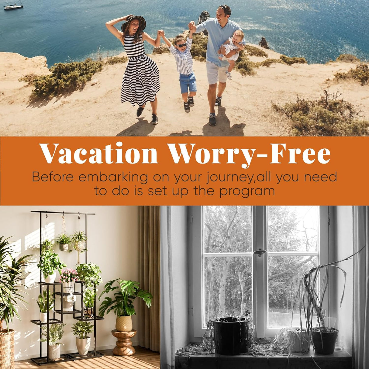 Self-Watering Outdoor Plant Stand with Automatic Drip Watering System 4 Tier with Hanging