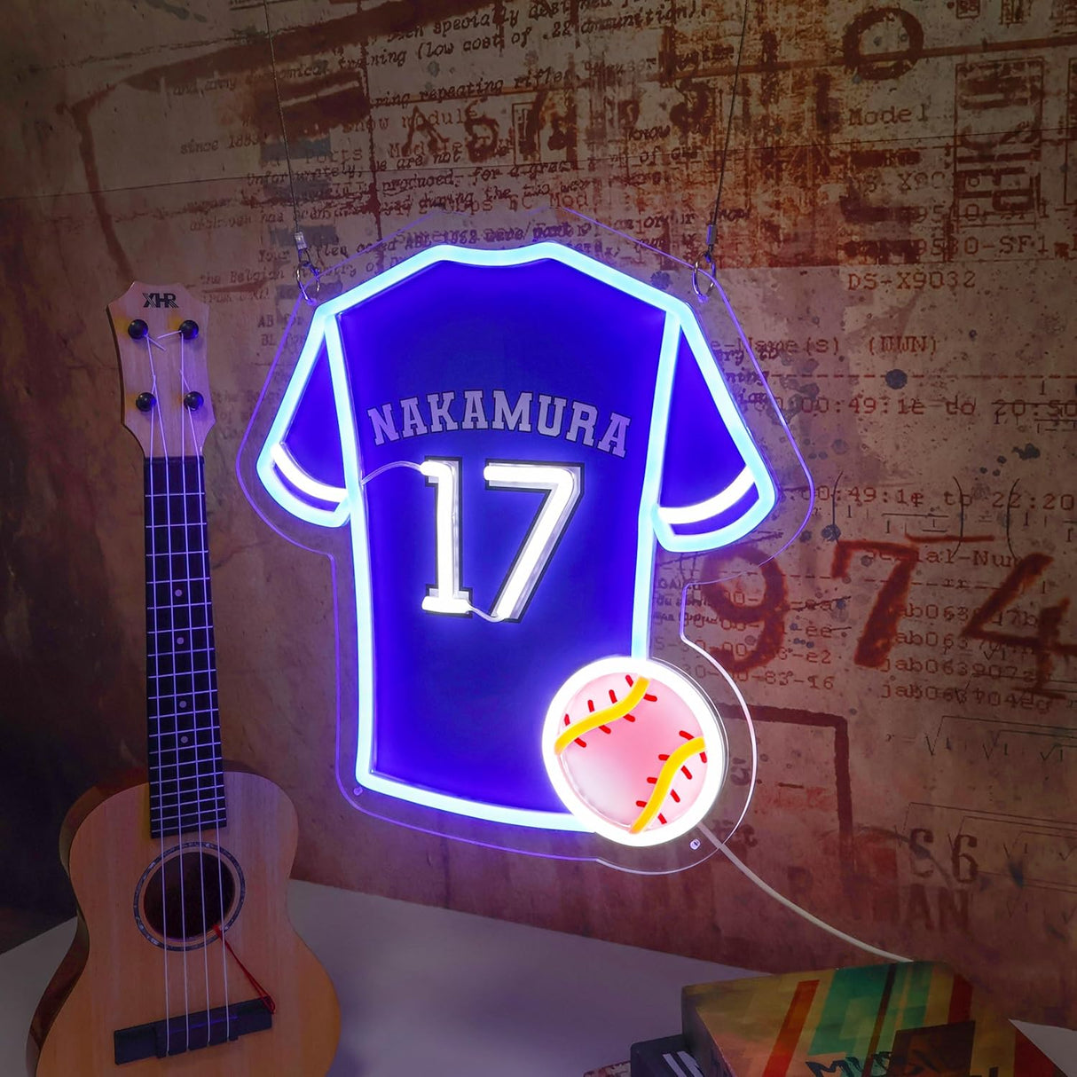 Neon Signs for Wall Decor, Customizable Number Name Softball Neon Sign