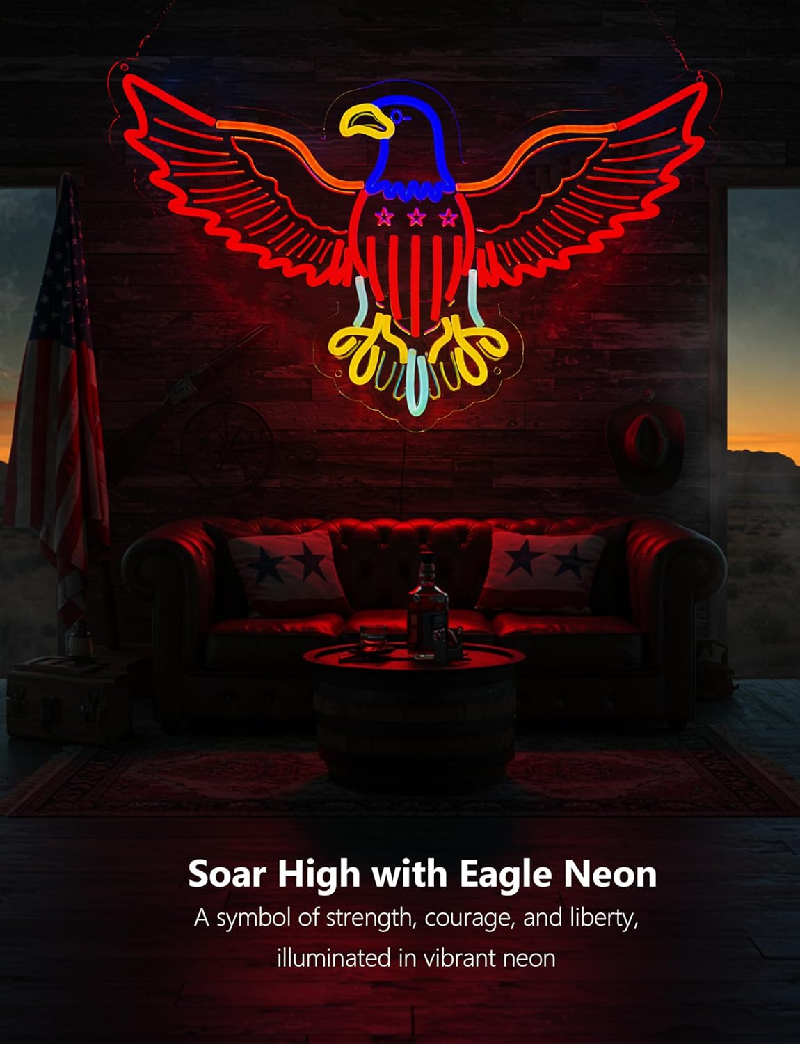 Eagle Neon Sign,Giant Eagles Light up Sign - Cool Neon Light Wall Decor for Home Karaoke Bar Restaurant