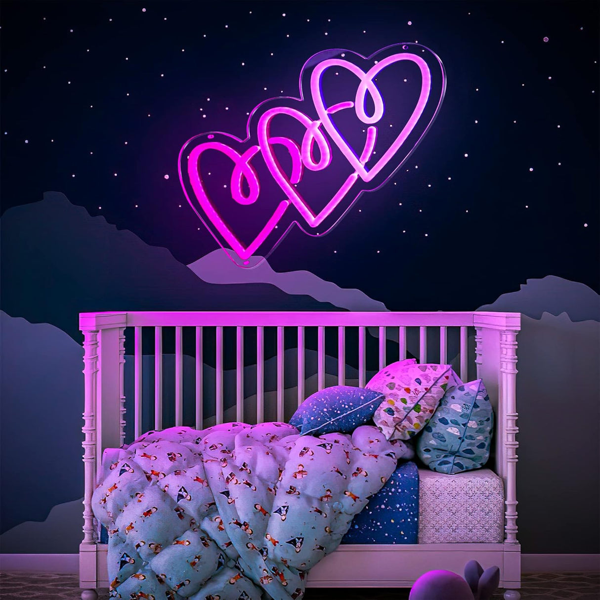 Neon Light Three Heart Light Sign for Girl Room/Party Decor,Birthday or Holiday Gifts for Children, Your Loved Ones, Parents and Friends (Neon Light Heart)