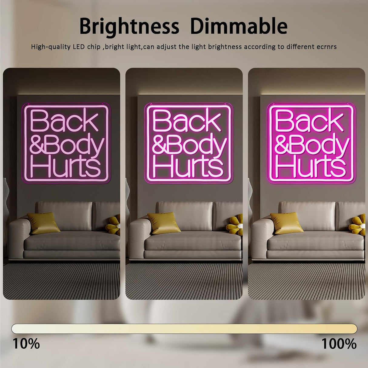 Back and Body Hurts Mug Neon Sign,Dimmable Funny Mom Coffee Mug Neon Light,