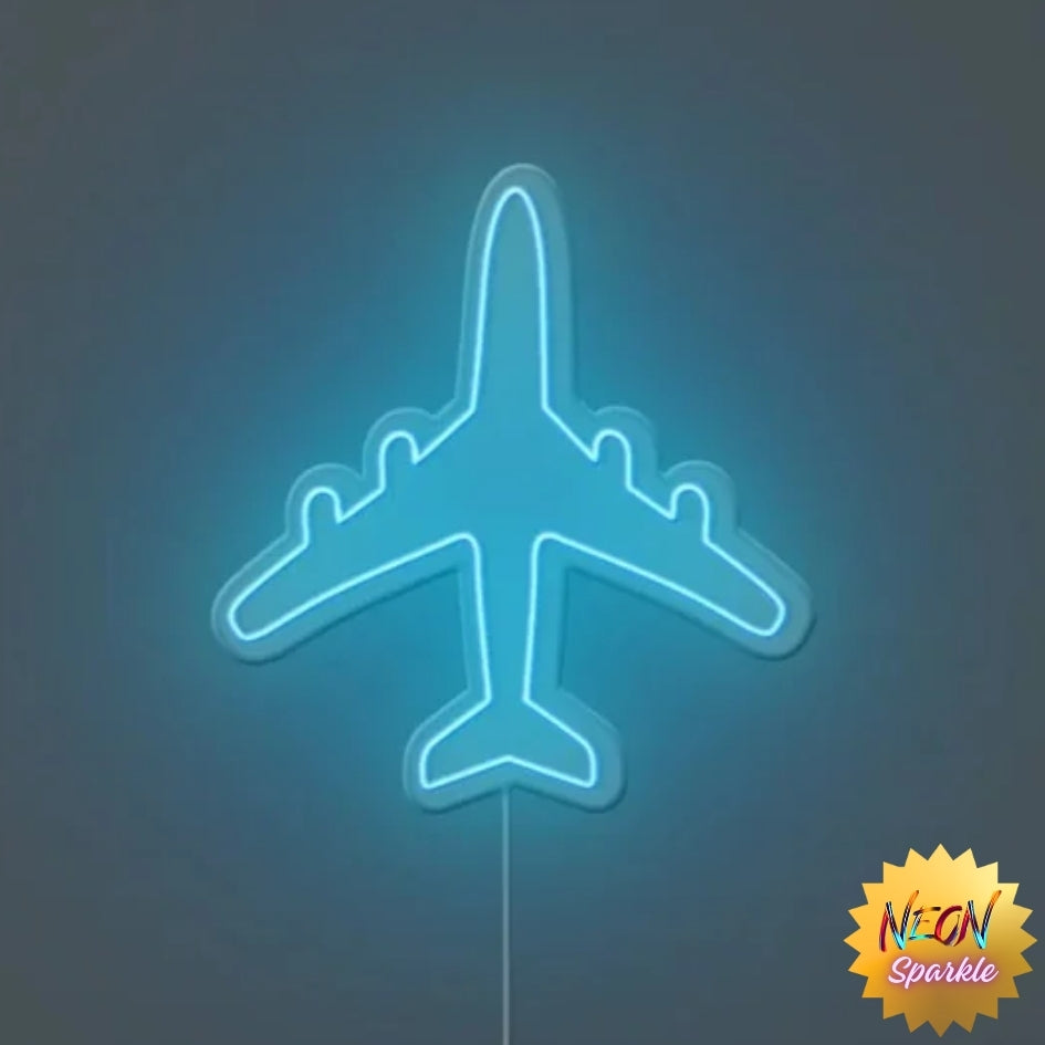 Airplane Neon Sign - Travel-Inspired LED Decor by Neon Sparkle