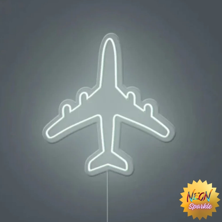 Airplane Neon Sign - Travel-Inspired LED Decor by Neon Sparkle