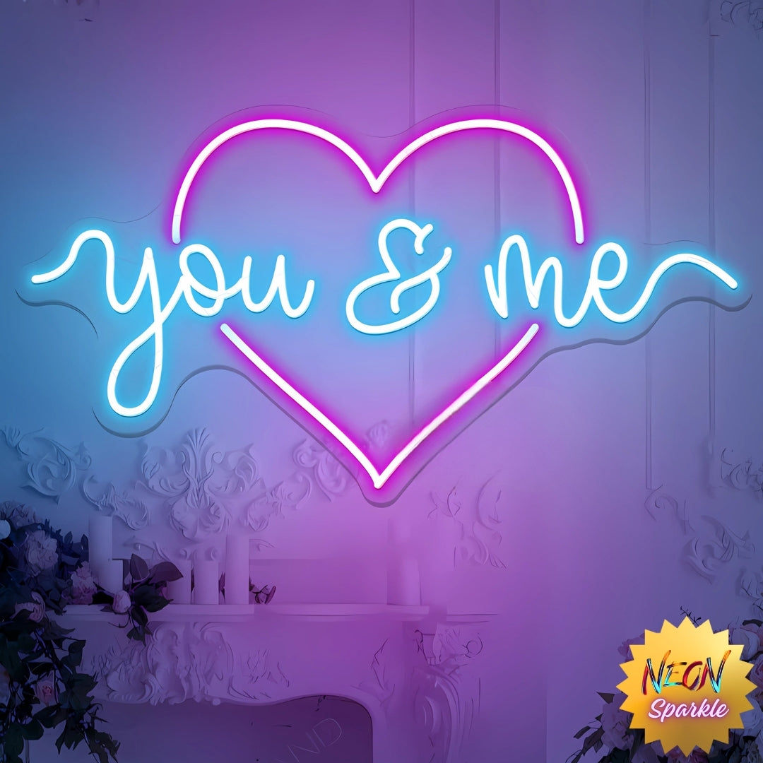 You And Me Neon Sign - Romantic LED Wall Art by Neon Sparkle