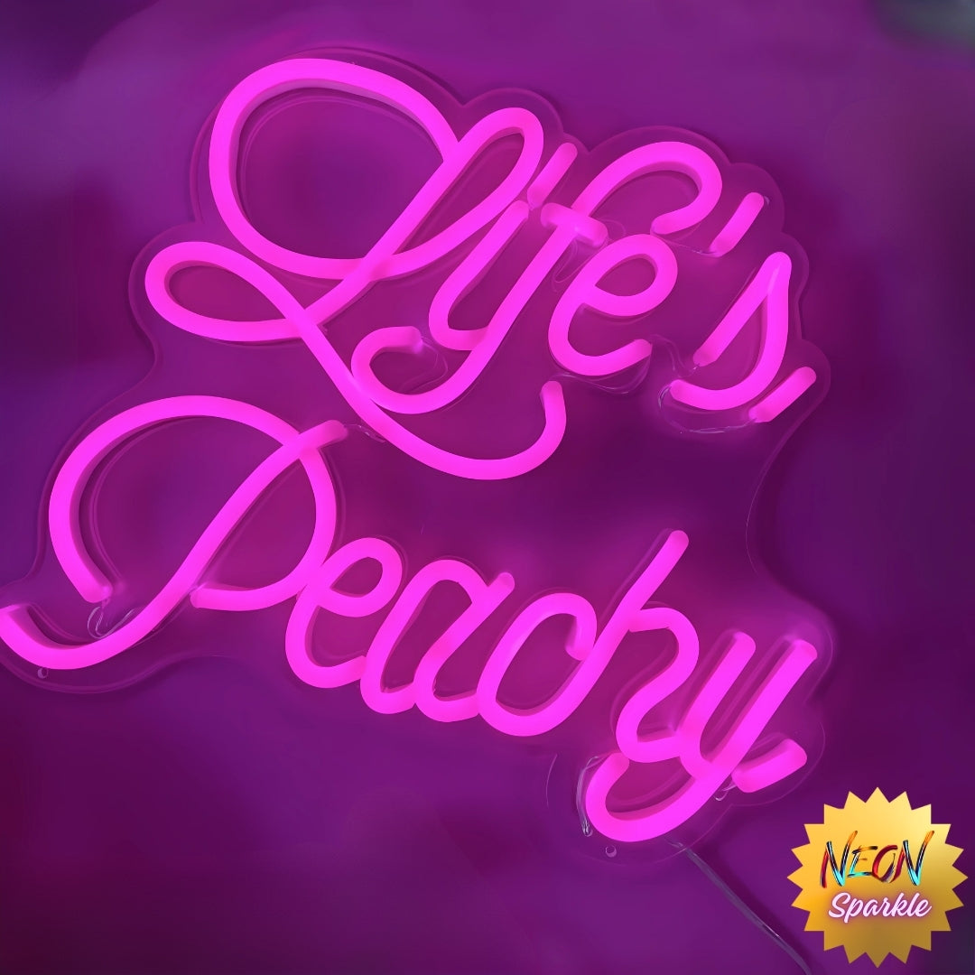 Life's Peachy Neon Sign – Positive Vibes Neon Light by Neon Sparkle