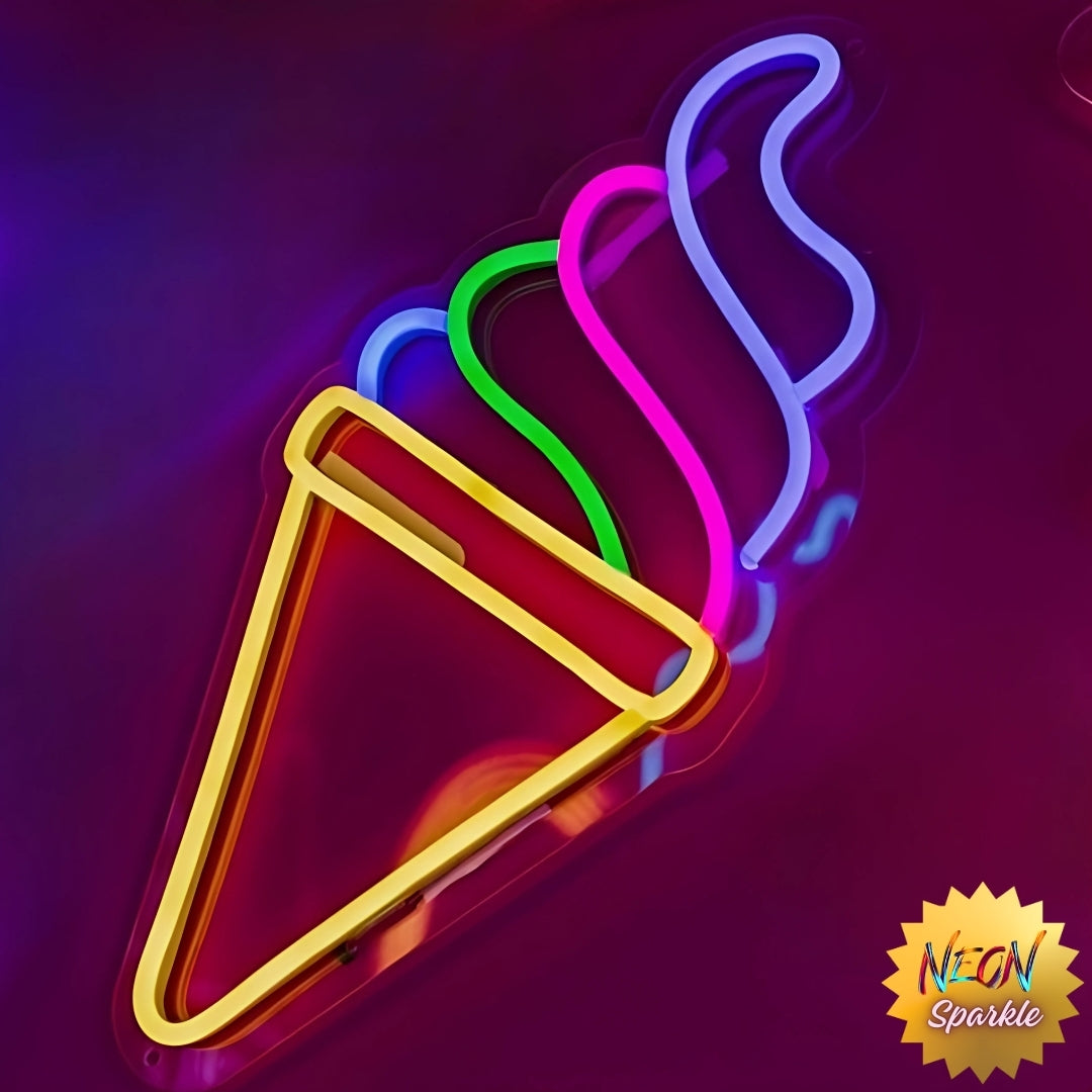 Soft Serve Ice Cream Neon Sign – Fun LED Wall Light by Neon Sparkle