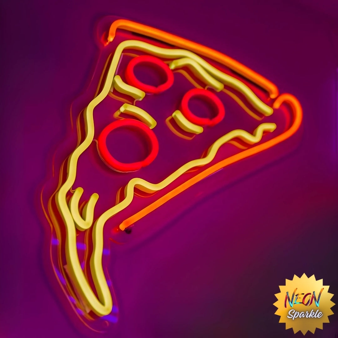 Cheesy Pizza Slice Neon Sign – Custom LED Foodie Wall Light by Neon Sparkle