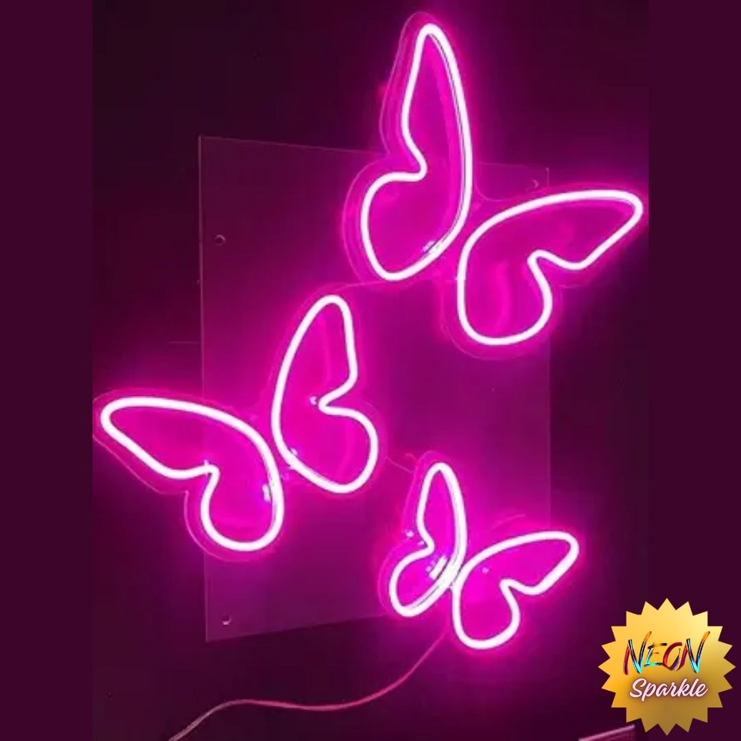 Butterflies Neon Sign – Whimsical LED Wall Light by Neon Sparkle