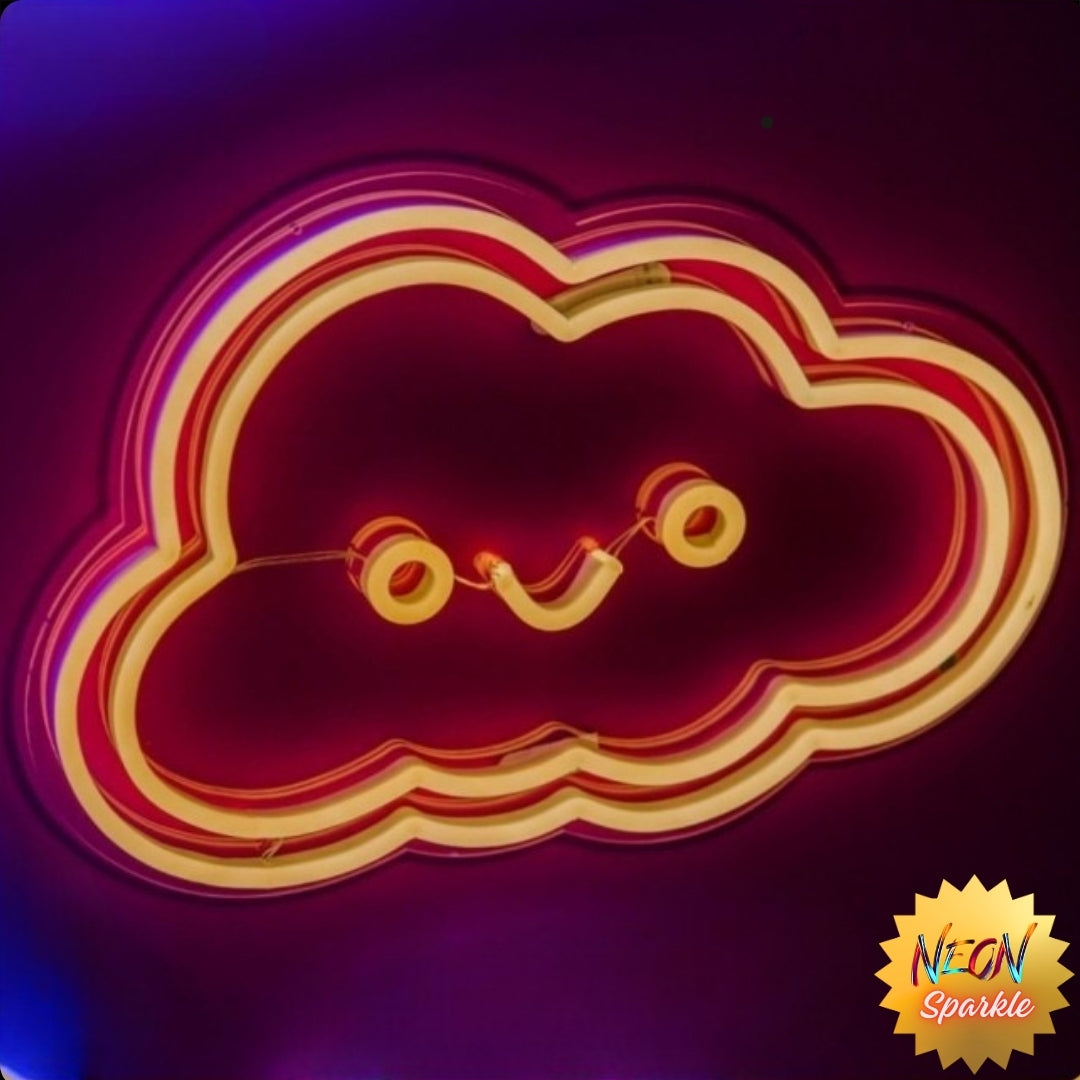 Smiley Cloud Neon Sign – Cute LED Wall Light by Neon Sparkle