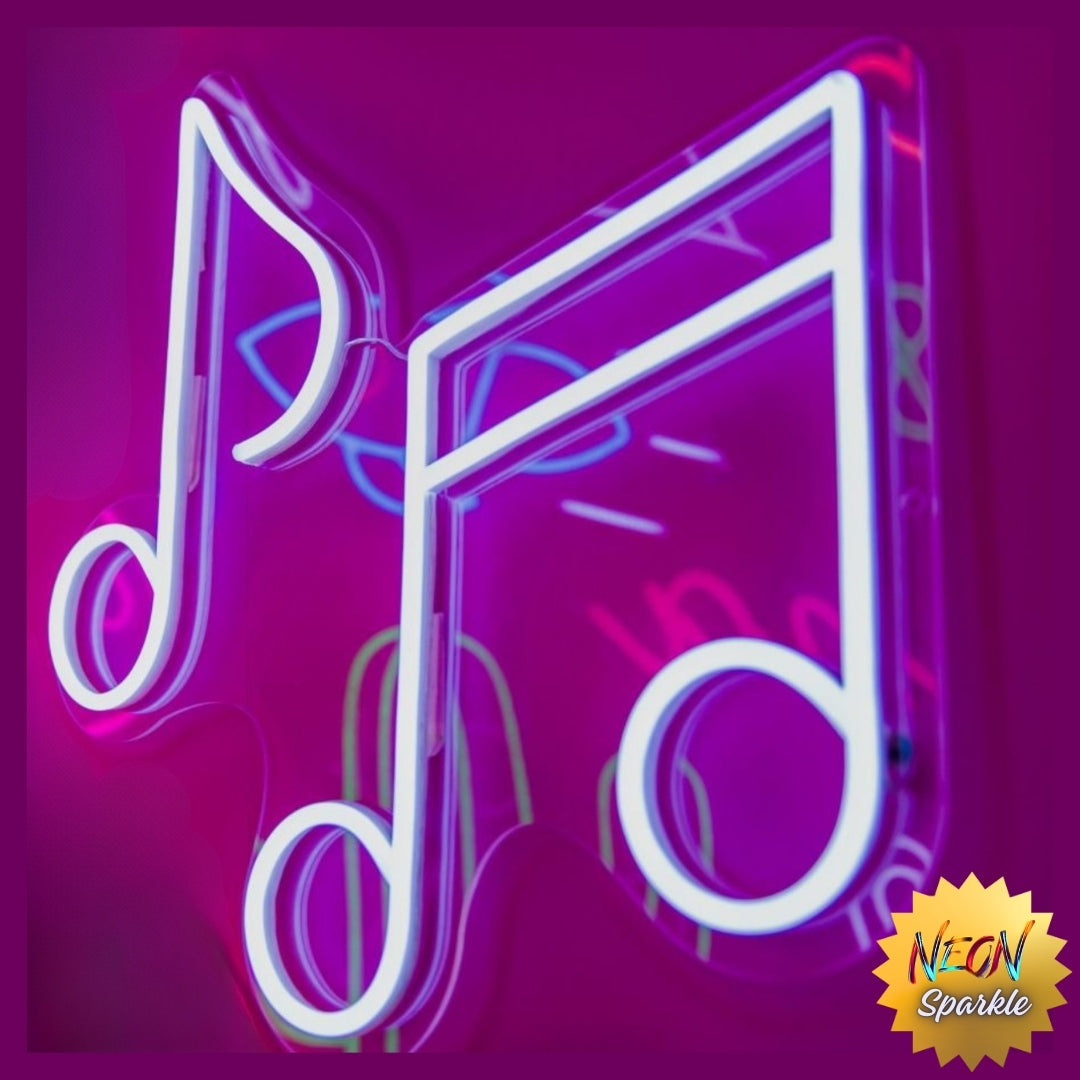 Neon Music Notes Sign – Custom LED Musical Wall Light by Neon Sparkle