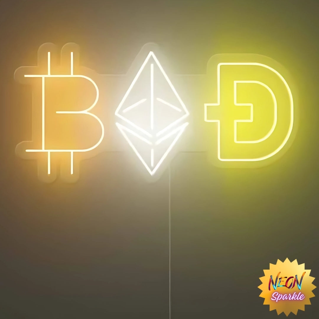 Crypto Coins Neon Sign - Vibrant LED Decor by Neon Sparkle
