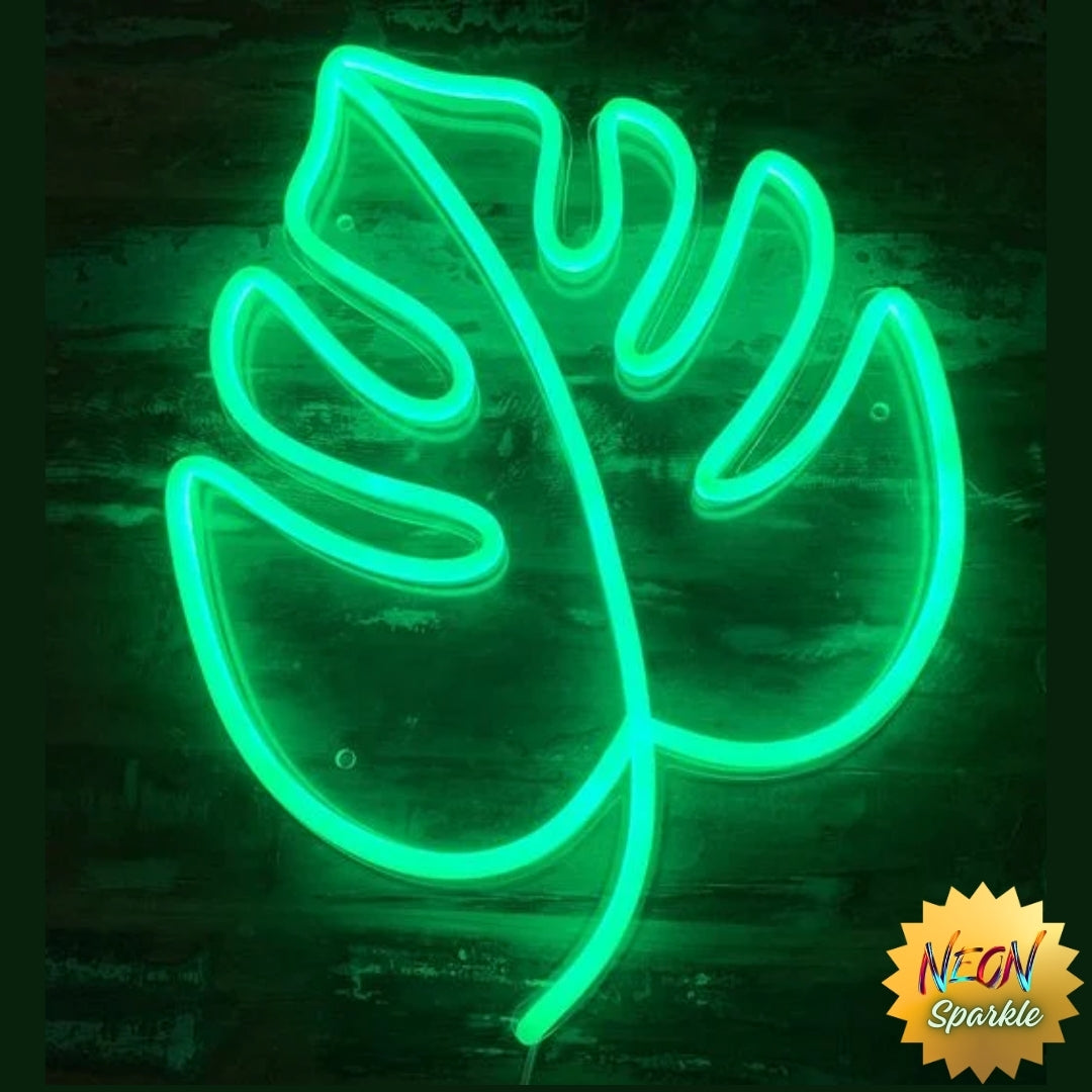 Monstera Leaf Neon Light – Tropical LED Wall Decor by Neon Sparkle