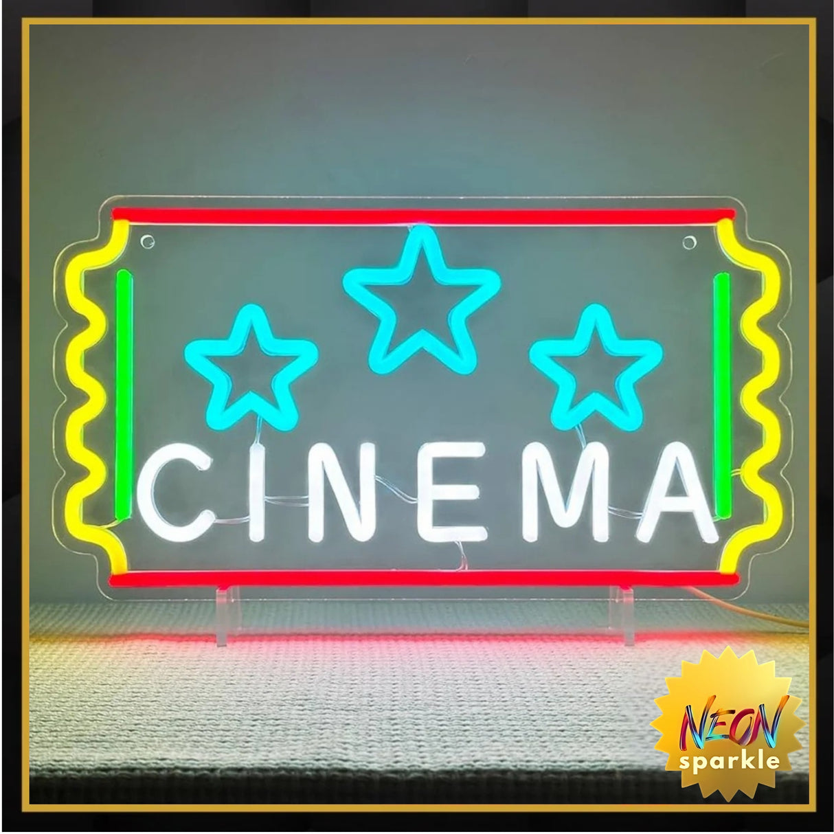 Cinema Ticket Neon Sign - Retro LED Wall Light by Neon Sparkle