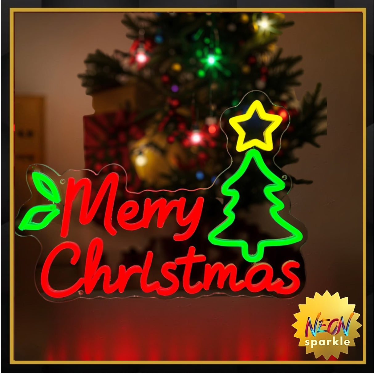 Merry Christmas Neon Sign,15.7 Inch Giant Snowflake Merry Christmas Neon Sign, USB Powered for Xmas Party Decoration (Colourful,1 Pack)